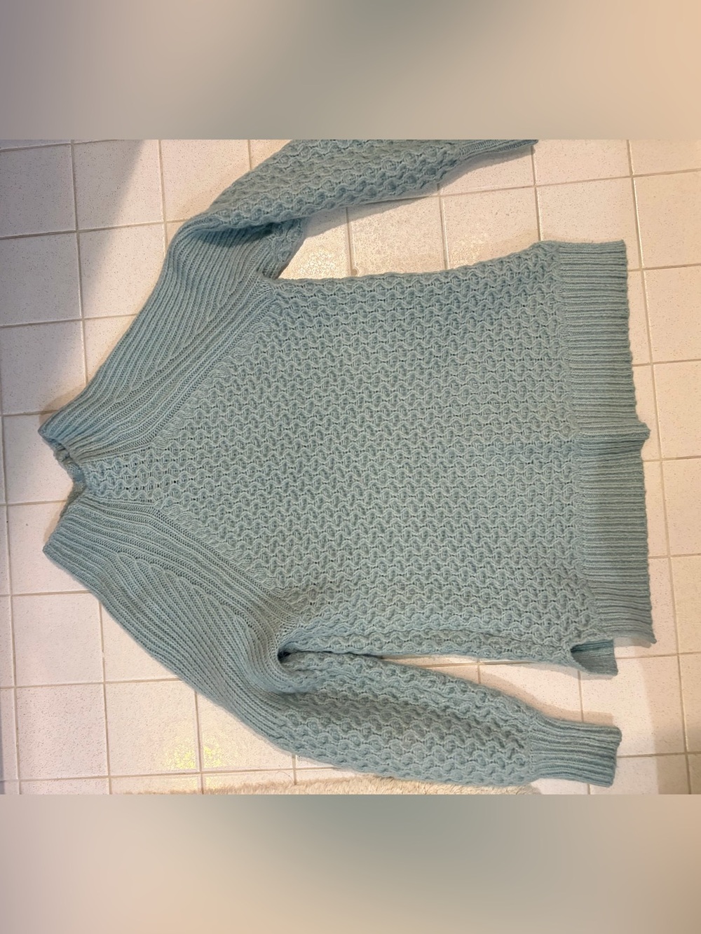 Anthropologie Cable Knit Sweater in Light Seafoam - Women
